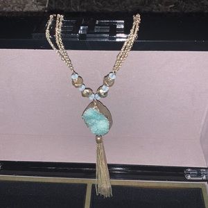 Lydell NYC quartz Stone gold tone necklace good cond